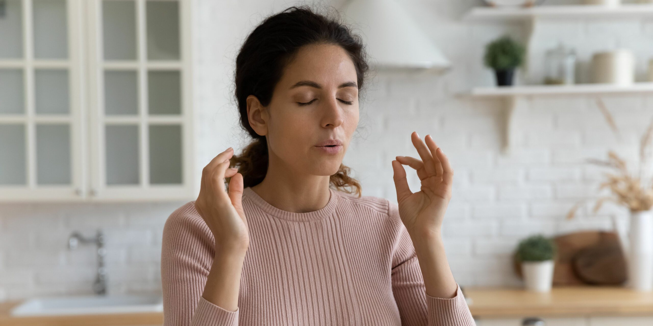 Woman trying get to her zen